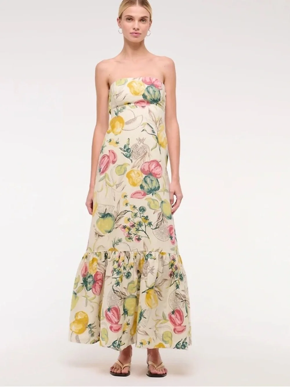 Abercrombie Premium Linen Strapless Babydoll Maxi Sress